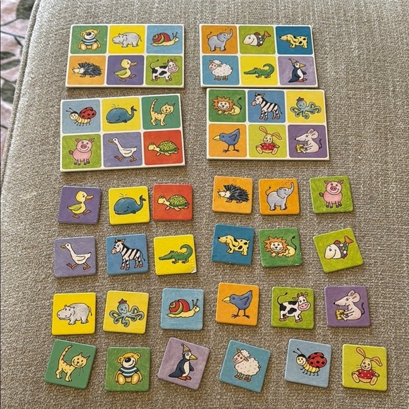 HABA Mini Lotto Number 19 Miniature Travel Tin Set of 4 Bingo From Germany - Picture 2 of 15